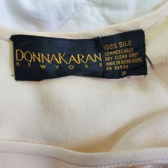 Donna Karen 90’s Vintage 100% Silk Tank Top Square Neck Cream Bodysuit P - Picture 7 of 7